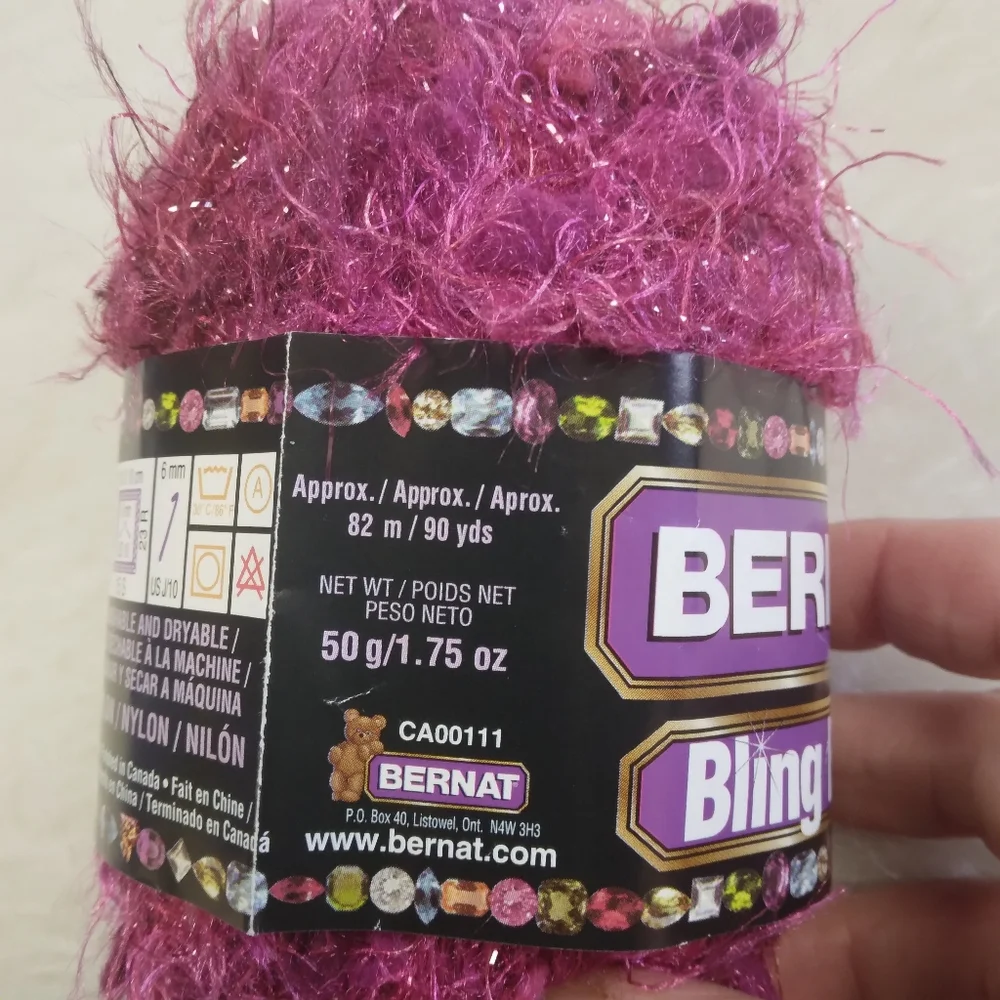 YARN Bernat Bling Bling Yarn in CABERET CRIMSON